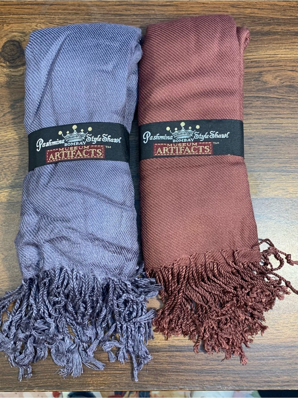 Museum Artifacts Bombay Pashmina Style Shawls Lot of 2 NWT Viscose Scarf Wrap